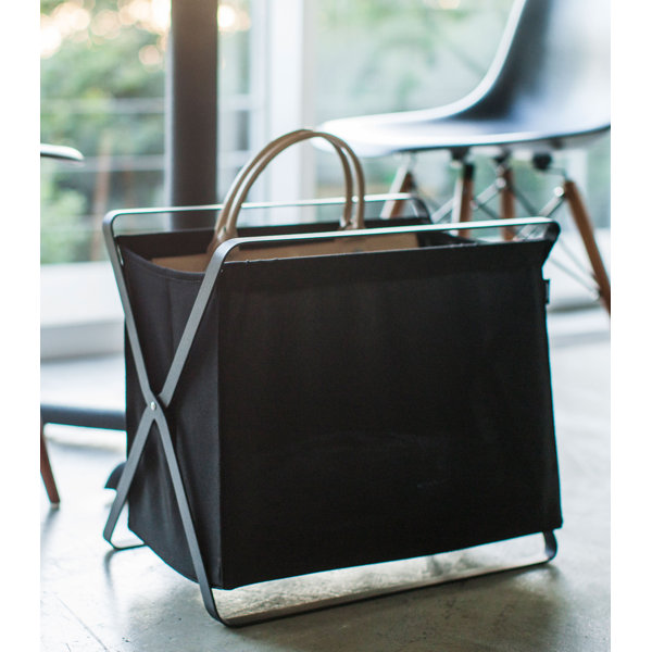 Cesto De Ropa Con Ruedas Yamazaki TOWER - 55L, Blanco, Acero Y Nylon, 28x46.5x61 Cm, Fácil De Mover